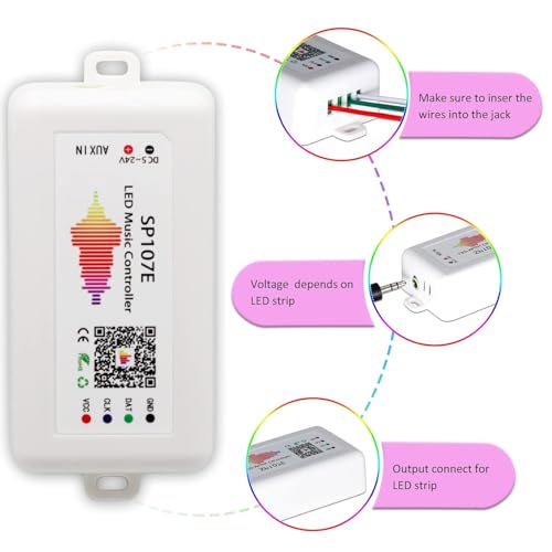Image of SP107E Bluetooth LED Controller Addressable WS2812B WS2811 SK6812 RGBIC Strip Matrix Music Sync DIY Party Home Wedding Lighting App Control