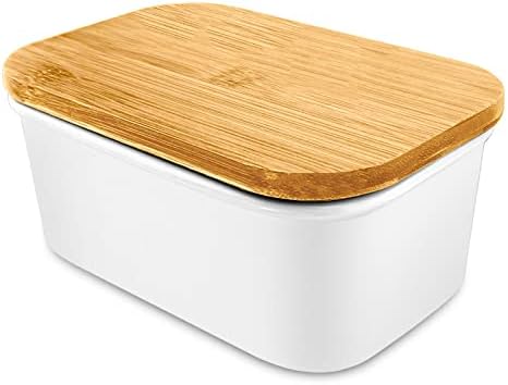 Butter Dish, Ceramic Butter Dish with Lid, Large Butter Keeper Perfect for 2 Sticks of Butter and Keep Your Butter Soft, Safe to Dishwasher