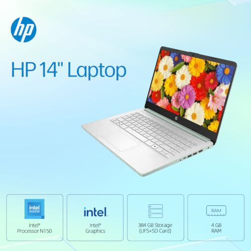 Image of HP 14 inch Laptop, Intel Processor N150, 4GB RAM 384GB Storage(UFS+SD Card)