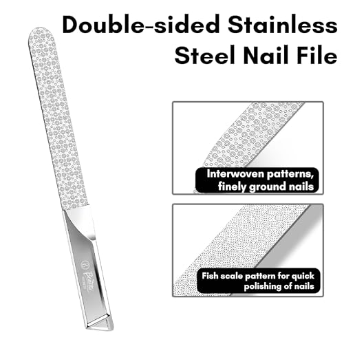 Image of Beaute Secrets Premium Stainless Steel Nail File with Protective Case | Professional Double-Sided Nail Filer for Smooth Shaping | Durable Metal Nail File for Manicure & Pedicure | For Women & Men
