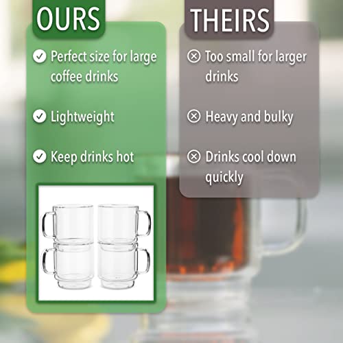Btat- Stackable Espresso Cups, Demitasse Cups, Set Of 4 (5.0 Oz, 150 Ml), Glass Coffee Mugs, Double Wall Glass Cups, Clear Coffee Cup, Tea Glass, Espresso Glass, Glass Tea Cups, Mother's Day Gift #TOP5