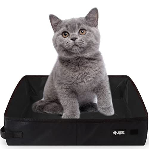 Portable Cat Travel Litter Tray, XXL Foldable Travel Cat Litter Box 50 x 40 cm, Large, Waterproof