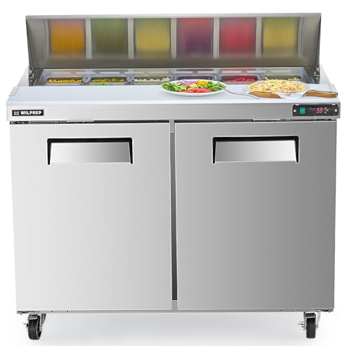 15 Best Meal Prep Coolers to Keep Your Food Fresh and Organized 3 Wilprep 48" Commercial Sandwich Prep Table Refrigerator, 2 Doors Stainless Steel Salad Prep Fridge with 12 x 1/6 Pans, 11.8 cu. ft. Fan Cooling Counter Station, NSF & ETL Listed