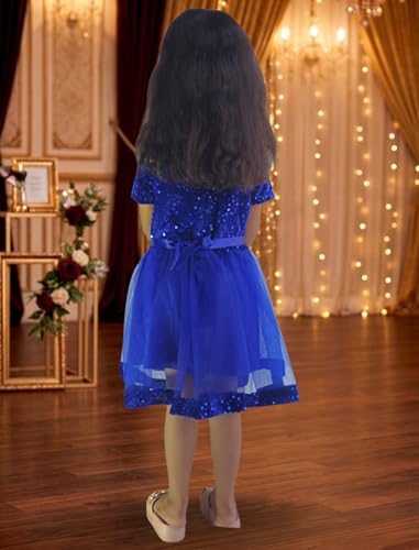 Image of Charming Girls' Kids Velvet & Net Frock with Knee-Length Short Sleeve A-line Round Neck Fit and Flare and Back Zipper Closure|Kids Dress for Baby Girls Birthday Outfit