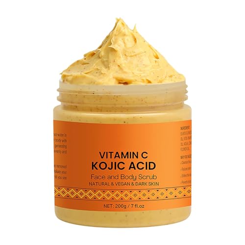 Exfoliante corporal de cúrcuma y vitamina C para eliminar la piel muerta, exfoliante orgánico natural, limpieza profunda, exfoliante para el cuerpo, trasero y zona del bikini, cuidado corporal (100 g)