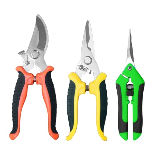 3 Pack Garden Pruning Shears, Gardening Shears Set, Stainless Steel Garden Scissors,...