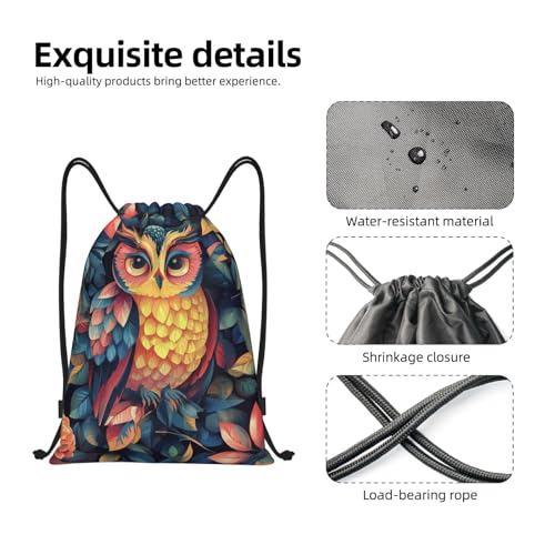 Drawstring Backpack Sports Gym Bags Draw String Bag for Women Men Color owl pattern Drawstring Bags Sackpack3