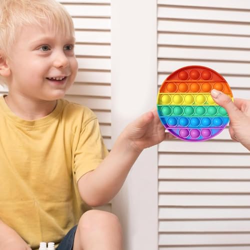 Pop It Spielzeug - Großes Regenbogen Anti-Stress-Spielzeug, Fidget Toys Für Autistische, Zappelige Menschen, Tolles Geschenk (Rund)