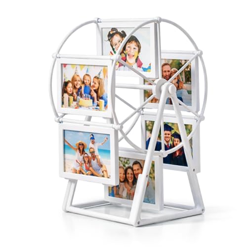 Image of MUSHA Customized Ferris Wheel Rotating Photo Frame | 12 Photo Swing Wheel Display | Personalized Anniversary Valentine Birthday Gift | Double-Sided Tabletop Photo Holder | Send Your Photos We Print | Rotating Photo Frame for Couples