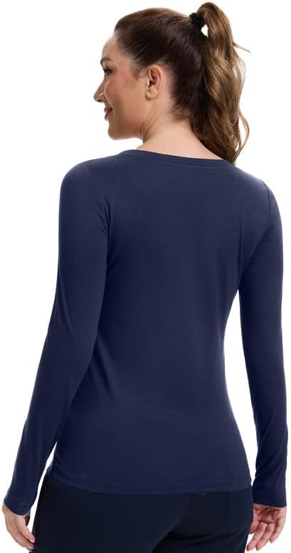 Kitmaz Underscrub Shirt Long Sleeve Women - Undershirts Comfort Crew Neck Tee with Soft & Breathable Fabric-2 Pack - Image 2
