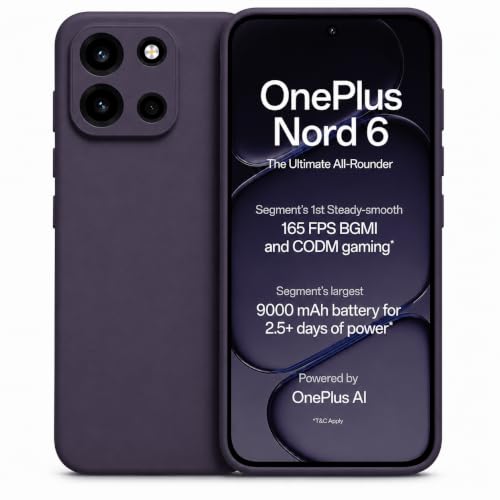 Image of FIRST MART Silicone Back Cover for OnePlus Nord 6 | Matte Purple Anti-Slip Grip Case, Scratch Resistant, Slim Fit | Pack of 1