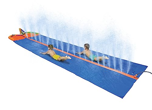 Smart-Planet Doppio scivolo d'acqua XXL per bambini, extra stabile, 650 cm x 185 cm, con due vasche di raccolta, centinaia di irrigatori