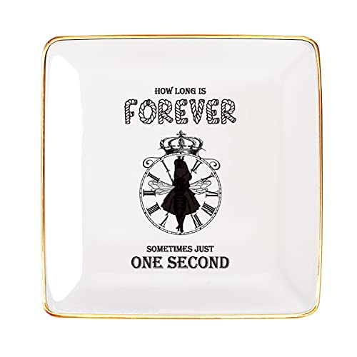 Littlefa Classical Alice In Wonderland Inspiring Quote Ceramic Ring Dish Decorative Jewelry Tray Gifts for Friends Daughter Alice in Wonderland Fans-Alice