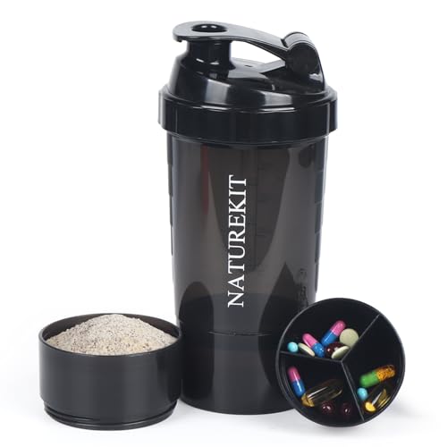 Image of Shaker Bottle,Protein Shaker Bottle, 16 oz GYM Shaker Cup with shaker Ball,Shaker Cups for Protein Shakes, Drink Mixer Bottle with Storage,BAP Free,Leakproof，Black