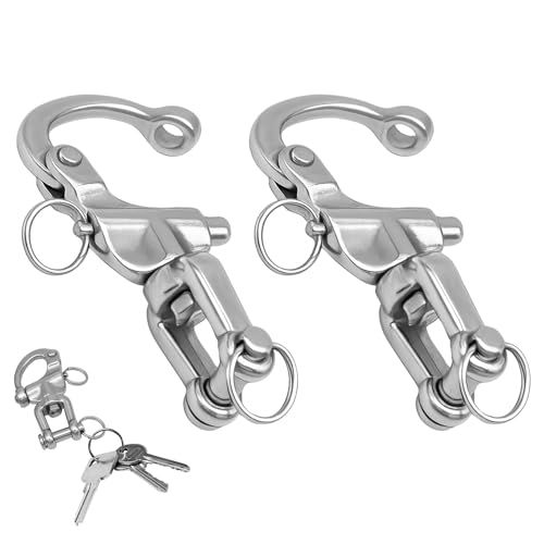 ZCFLCK 2-Pack Quick Release Swivel Snap Shackle, 316 Stainless Steel Shackle for SCBA Mask,Quick Release Snap Hook for Sailing Rigging, Spinnaker Halyards