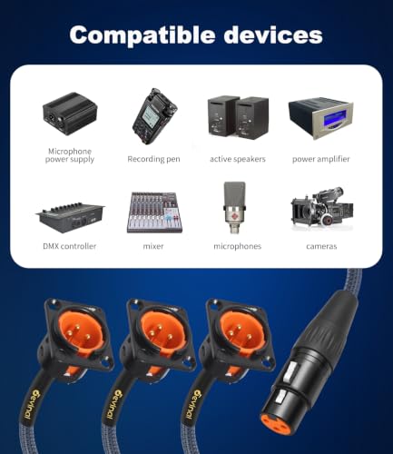 Image of XLR Pass Through Cable Splitter, 3 Male Panel Mount to 1 Female Connector Adapter Y Cable, Mic Feed /Pass Thru Converter for Stage Box, Patch Panel, Floor Box 2 feet(3M D-Type to F)
