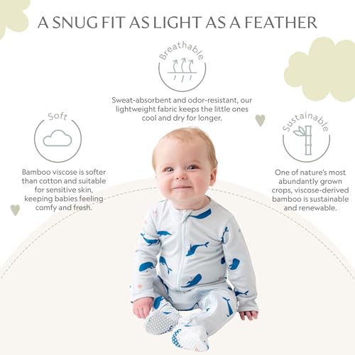 Image of Bamboo Little Soft Baby Footie Pajamas, Baby Clothes, Newborn Sleepers, 95% Viscose and 5% Spandex, 0-24 Months