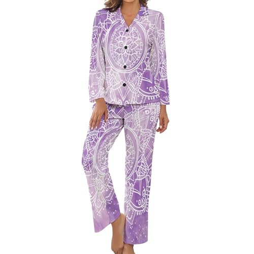Pyjama mandala femme grande taille style bohème peint à la main haut de gamme