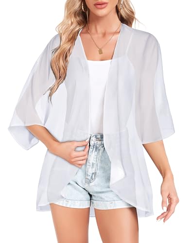 Image of Women Kimono Cardigans Casual Summer Tops Cover up Open Front Floral Print Resort Wear 2026