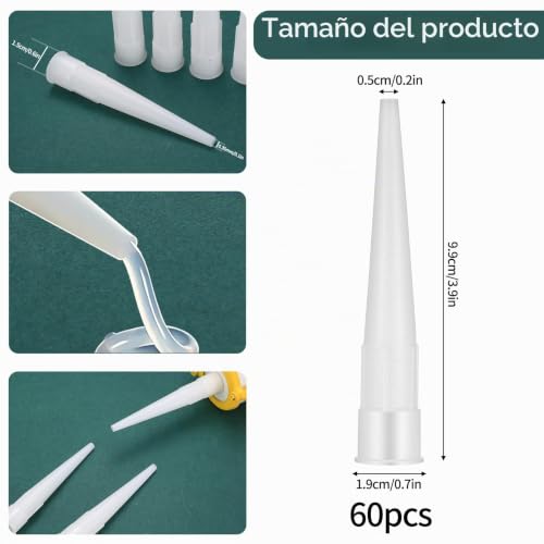 Miniatura 2 de 60 Piezas Boquillas De Silicona Para Cartuchos, Boquillas De Silicón, Boquillas De Reemplazo Para Cartuchos De Silicona, Boquillas Para Pistola De Sellado Y Masilla