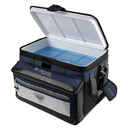 Columbia Pfg Thermal Pack Cooler - Zipperless Hardbody Cooler With Thermacool High Performance Insulation, Hardbody Liner, And Smartshelf, Navy Blue #TOP2