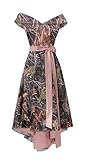 Asulla Women's Off The Shoulder Camo Wedding Dress High Low Camouflage Formal Evening Dress Cocktail Party Pink 6