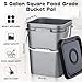 Vesici 6 Pcs 5 Gallon Food Grade Square Buckets with Lids 5 Gal Plastic Food Storage Square Bucket Heavy Duty Industrial Pail Container with DIY Label Stickers Handles for Water Painting(Gray)