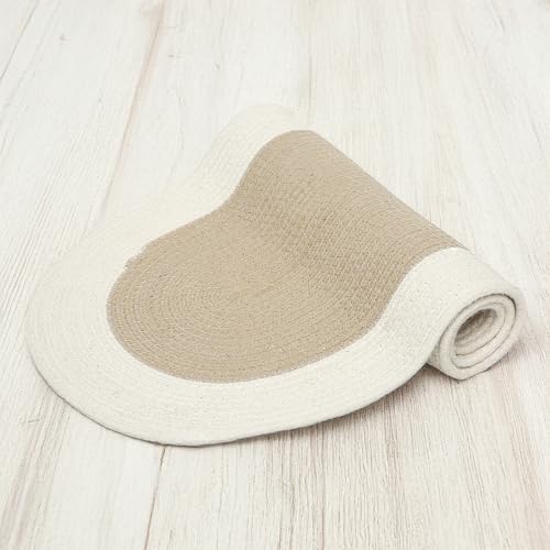 Image of Encasa XO Table Runner for 4 Seater | Handmade Ribbed Style Cotton | 30x91 cm | Beige & Off White | for Dining & Center Table