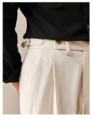 Ceehuteey Men's Casual Pants Linen High Waisted Comfortable Lightweight Summer Trousers3