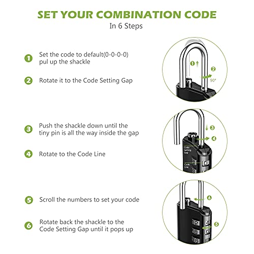 Keekit Combination Lock, 4 Digit Combination Padlock With Keys, Resettable Waterproof Gate Lock For Locker, Gym, Fence, Case, School & Employee Locker, Toolbox – 2 Pack, Black #TOP5