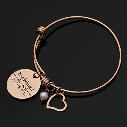 Stainless Steel She Believed She Could So She Did Bracelet Gift For Women Girl Inspirational Charm Bracelet #TOP2