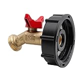 275-330 Gallon IBC Tote Water Tank Adapter 2" Coarse Thread + Lead-Free Brass Hose Faucet Water Shut