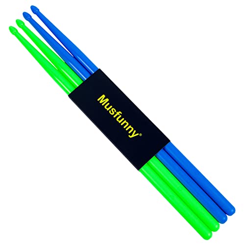 2 Pairs 5A Drumsticks For Adults Kids Nylon Personalized Drum Sticks Light Durable Musical Instrument Percussion Accessories (Blue And Green) #TOP7