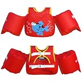 Dark Lightning USCG 幼児用スイムベスト 対象年齢2/3/4/5/6/7歳、沿岸警備隊承認済みキッズライフジャケット アームフロート付き 30~50ポンド 海/プール/水たまりのベビーウォーターウィング(魚)