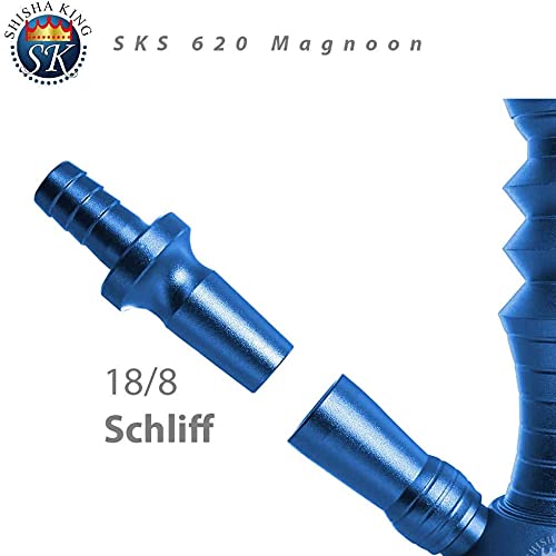 Shisha King® SKS Magnoon Shisha Set Hookah 56 cm Alu + Zubehör | EIN Anschluss Wasserpfeife Schlauch Mundstück Kopf Sieb… – Bild 3