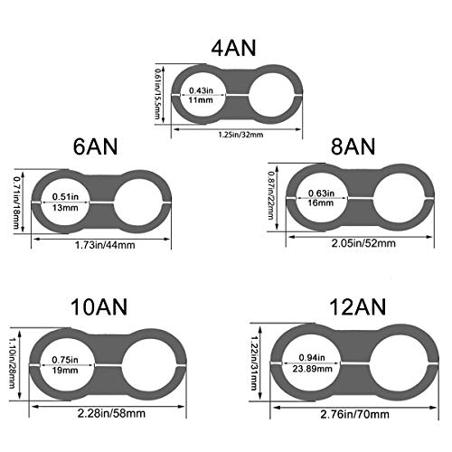 -6AN Hose Separator Clamp - Fuel line Mounting Clamps,Aluminum Hose Fitting Adapter, Great for 3/8 Fuel Hose, Oil Line, Brake Line, Water Pipe and Gas Line,4Pcs/Pack,Black