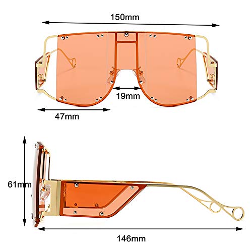 Image of COTIA /Fashion Square Sunglasses Women New Oversized Mirror Men Shades Glasses Luxury Brand Metal Rivet Fashion Female Eyewear