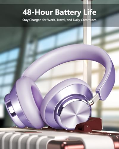 Image of Wentronic Y03 Bluetooth Headphones Wireless Active Noise Cancelling Over Ear Headphones 48 Hours Playtime High Sound Quality 6 EQ Music Mode Headphones with Soft Ear Cushion - Purple