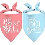 Big Sister Big Brother Dog Bandanas, Adjustable Double Sided Pet Bandana for Pregnancy Announcement, Triangle Scarf for Small Medium Large Dogs, Puppy Sibling Reveal Accessories 2 Pack