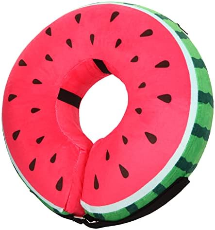 Dog Cone for Large Medium Small Dogs and Cats, Inflatable Dog Donut Collar Cone Soft Recovery Cones for Dogs After Surgery, Adjustable E Collar Does not Block Pet Vision(Watermelon-M)
