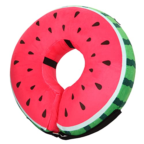 Dog Cone For Large Medium Small Dogs And Cats, Inflatable Dog Donut Collar Cone Soft Recovery Cones For Dogs After Surgery, Adjustable E Collar Does Not Block Pet Vision(Watermelon-M) #TOP1