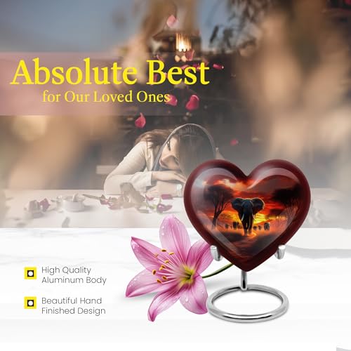 Image of Elephant Urn Small Burial Urn for Mom & Dad 3 Inch 4 Qty | Keepsake Funeral Urns for Human Ashes Adult Man Decorative Urns for Male