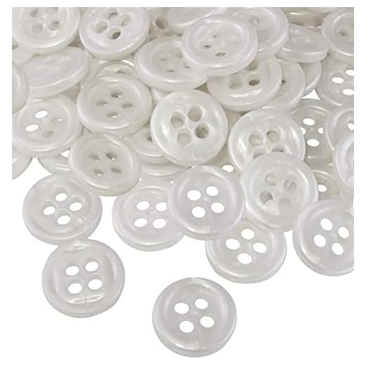 AERZETIX - C56507 - 100 runda syknappar Ø 11,5 x 2 mm med 4 hål – pärlvit 18L L18 – av plast – öppning 2 mm – sy korta kläder mode stickad dekoration