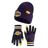 Ultra Game Standard NBA Official Men's Super Soft Winter Beanie Knit Hat with Extra Warm Touch Screen Gloves, Team Color