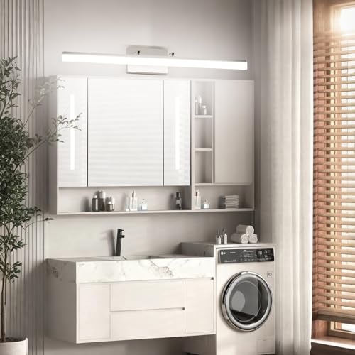 Image of Aipsun 31.5 inch Modern Brushed Nickel Vanity Light Adjustable Bathroom Light Fixtures Over Mirror Rotatable Vanity Lighting 5500K