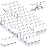 Weysat 250 Pcs Wood Shelf Label Holders Clear Plastic Price Tag 2.4 in L x 1 in H for Bookshelf Shelves, Wood Shelf Sign and Ticket Holder, Clips On to Shelves 3/4