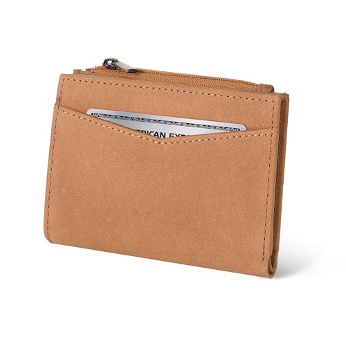Image of Oak Leathers Leather Wallet For Women - Small RFID Coin Purse Credit Card & ID Holder for Ladies, Gift for Women's, Bifold Wallets (Crazy Horse Cognac)