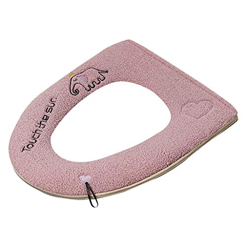 95sCloud Toilettensitzbezug Universal-Reißverschluss antibakterielles Home WC Sitzkissen mit Aufhängeschlaufe Badezimmer Weich und Warm Abwaschbare WC-Sitzbezüge WC-Sitz Toilettensitzabdeckung (Pink)