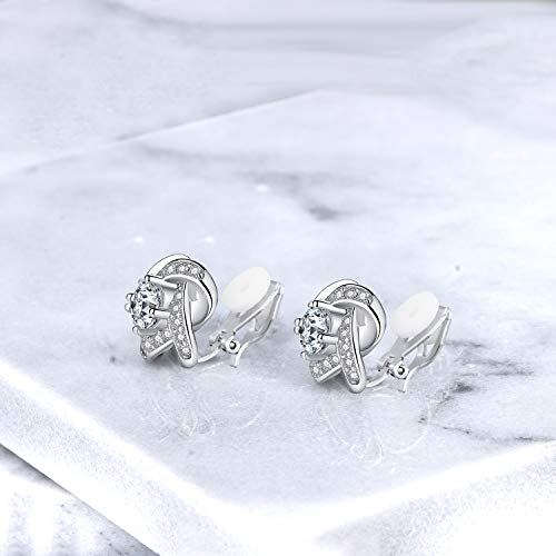 YOQUCOL Cubic Zirconia Crystal Geometry Cross Clip On Earrings Non Pierced Jewellery Elegant Stud For Women3