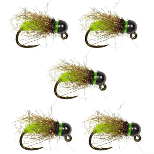 Skuteczne łowienie z 5 szt. haczyków na muchy nimfy z główką koralików, szybkie zatonięcie na pstrąga (16# żółty)